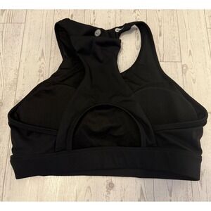 Queenie Ke Black Medium Impact Sports Bra‎ Phone Pocket Racerback Activewear M